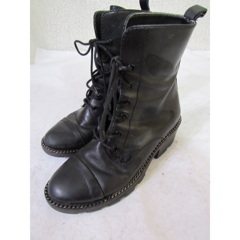 Kendall & Kylie Leather Lace Up Black Combat Boots Size 7M